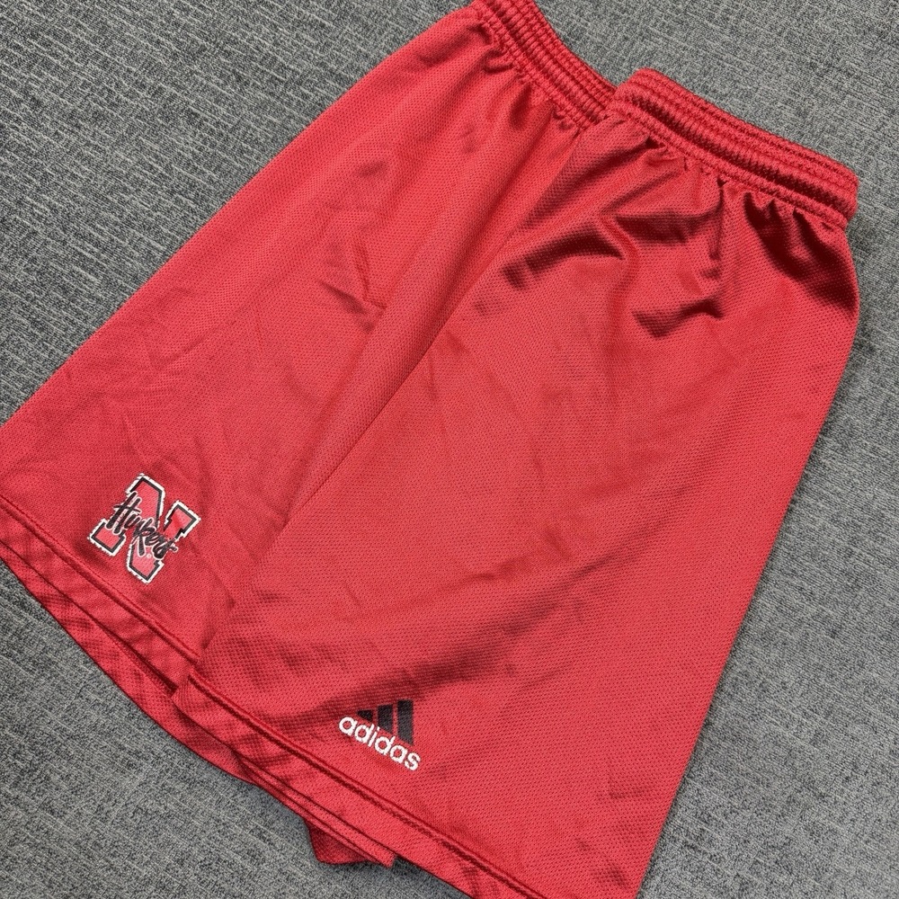 Vintage Adidas Nebraska Cornhuskers Shorts Mens XL Red Mesh Made In USA NCAA